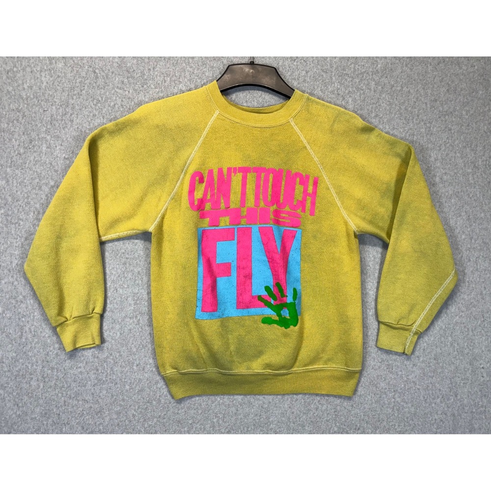 Vintage Tultex Maximum Sweats Cant Touch This Fly Yellow Raglan Sweatshirt Small